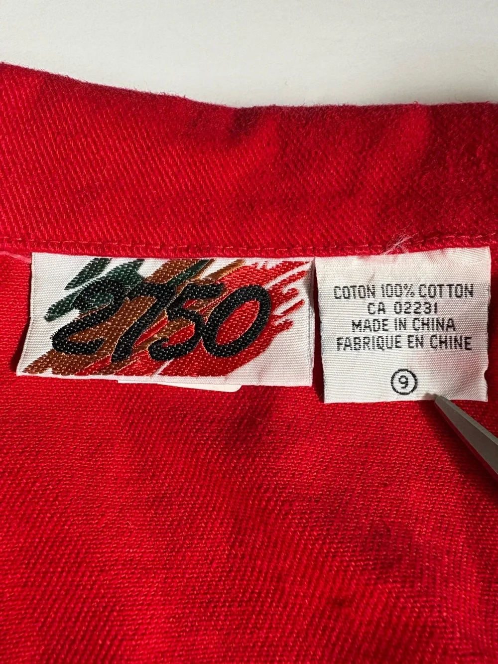 Vintage 90s Red Cropped Denim Jacket Boxy Retro Streetwear 2750, Sz 9/Medium. - Picture 11 of 16